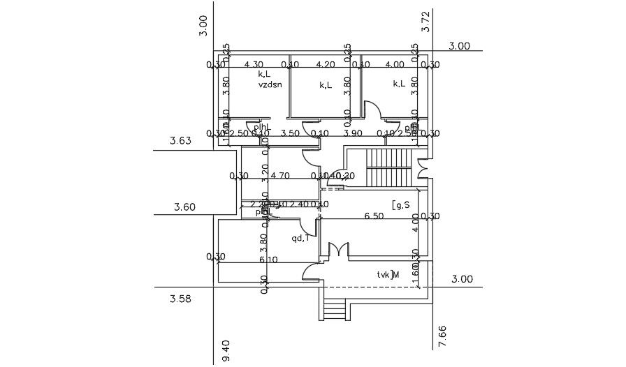 Ground Floor Layout Of 14x15 Meter 3 BHK House Plan AutoCAD File