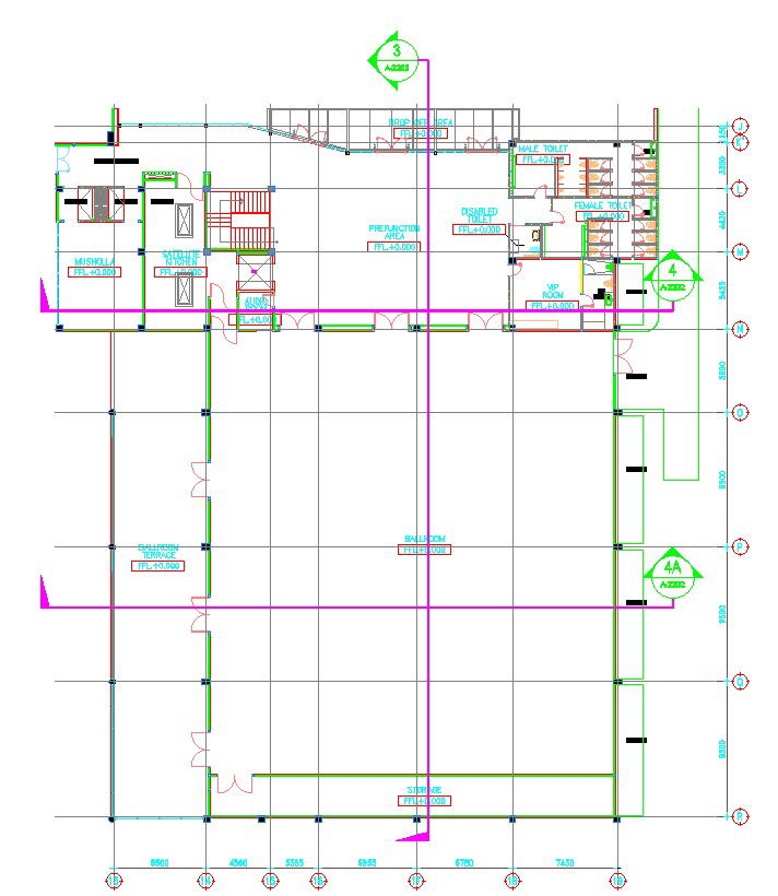 Ground Floor Layout Plan Of The Ballroom Design AutoCAD, Dwg file