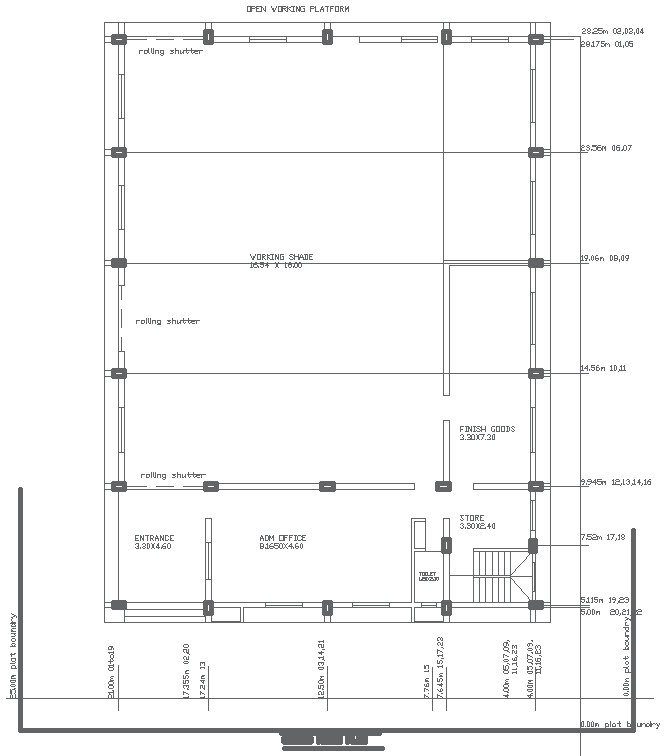 Ground Floor Office and Store Layout Details AutoCAD DWG File