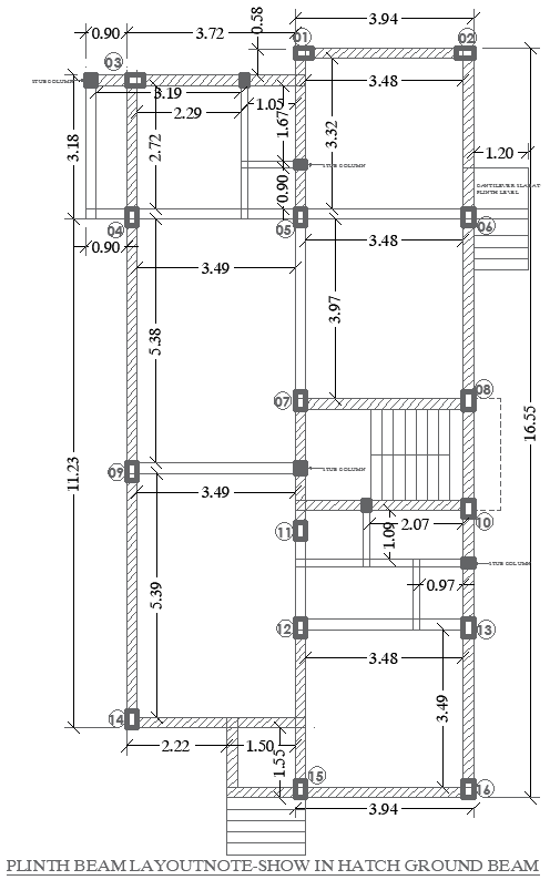Ground Floor Plinth Beam Layout Details AutoCAD DWG Files