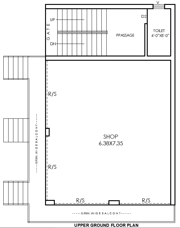 DWG Layout of Shop Floor Plan with Attached Bathroom