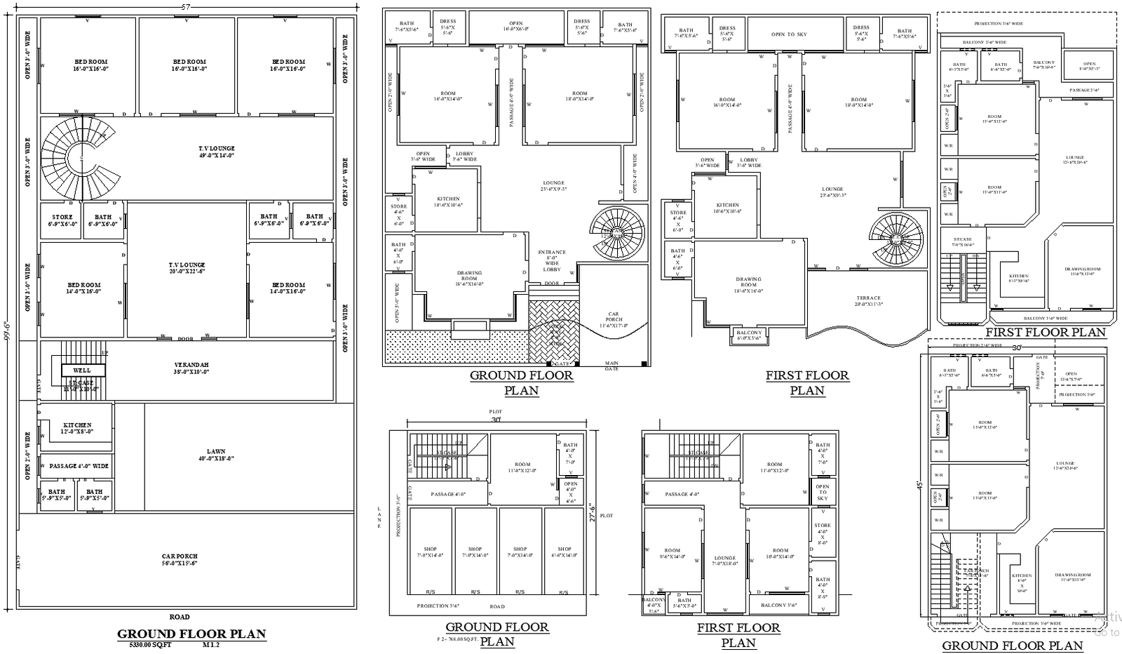 Ground Floor Shop and House Plan Layout in DWG Format