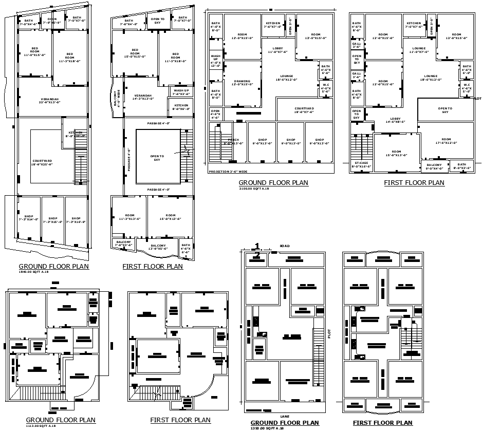 Ground Floor Shop with House Plan in DWG File Format