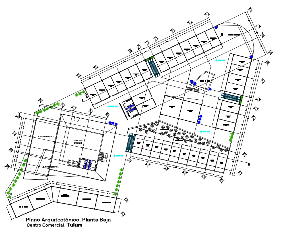 Ground Floor Shopping Center Architectural Plan AutoCAD Drawing DWG File