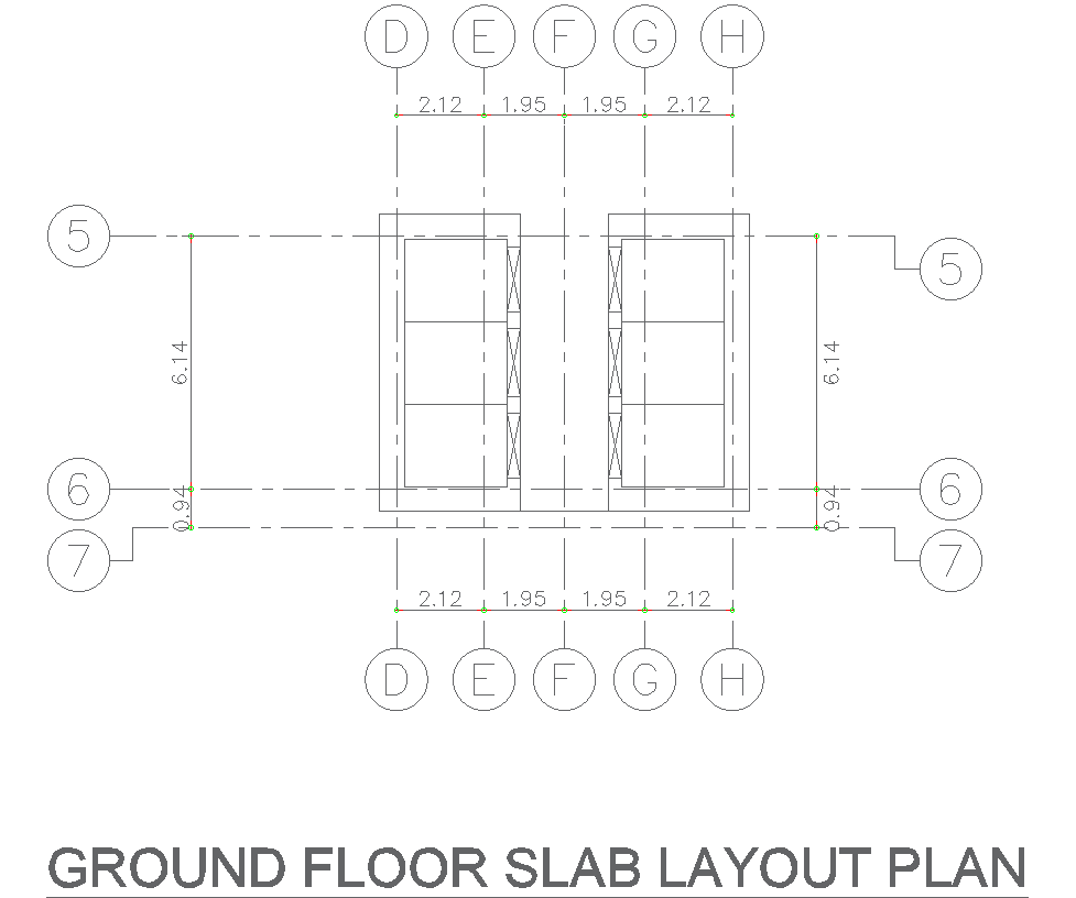 Ground Floor Slab Layout Plan Detail In AutoCAD DWG File
