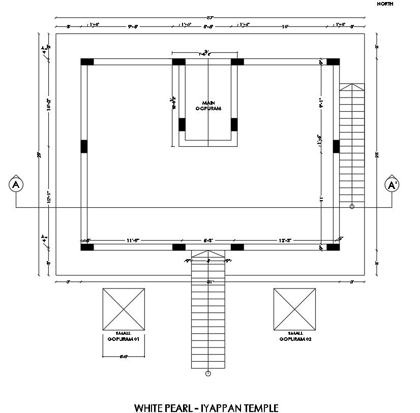 Ground Floor Temple CAD Layout Facing East Build Up Site