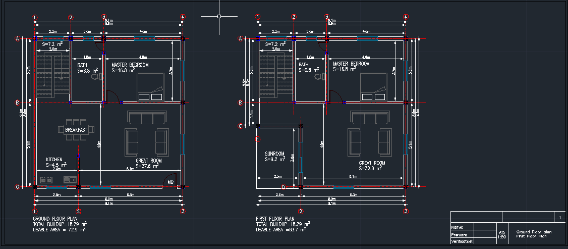 House Ground and First floor plan