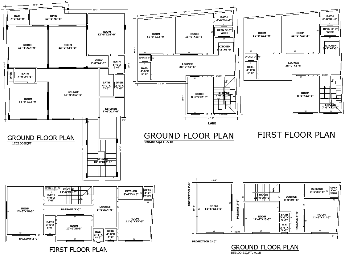Ground and First Floor Layout Design AutoCAD DWG Download