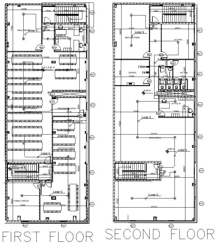 Ground and First Floor Office Layout Plan AutoCAD DWG Details