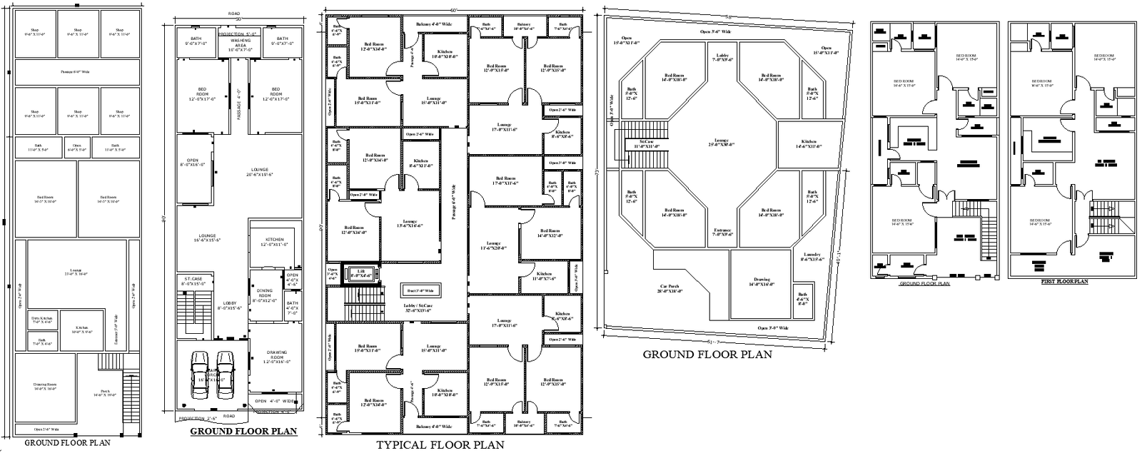 AutoCAD Ground and Typical Floor Design in DWG Format