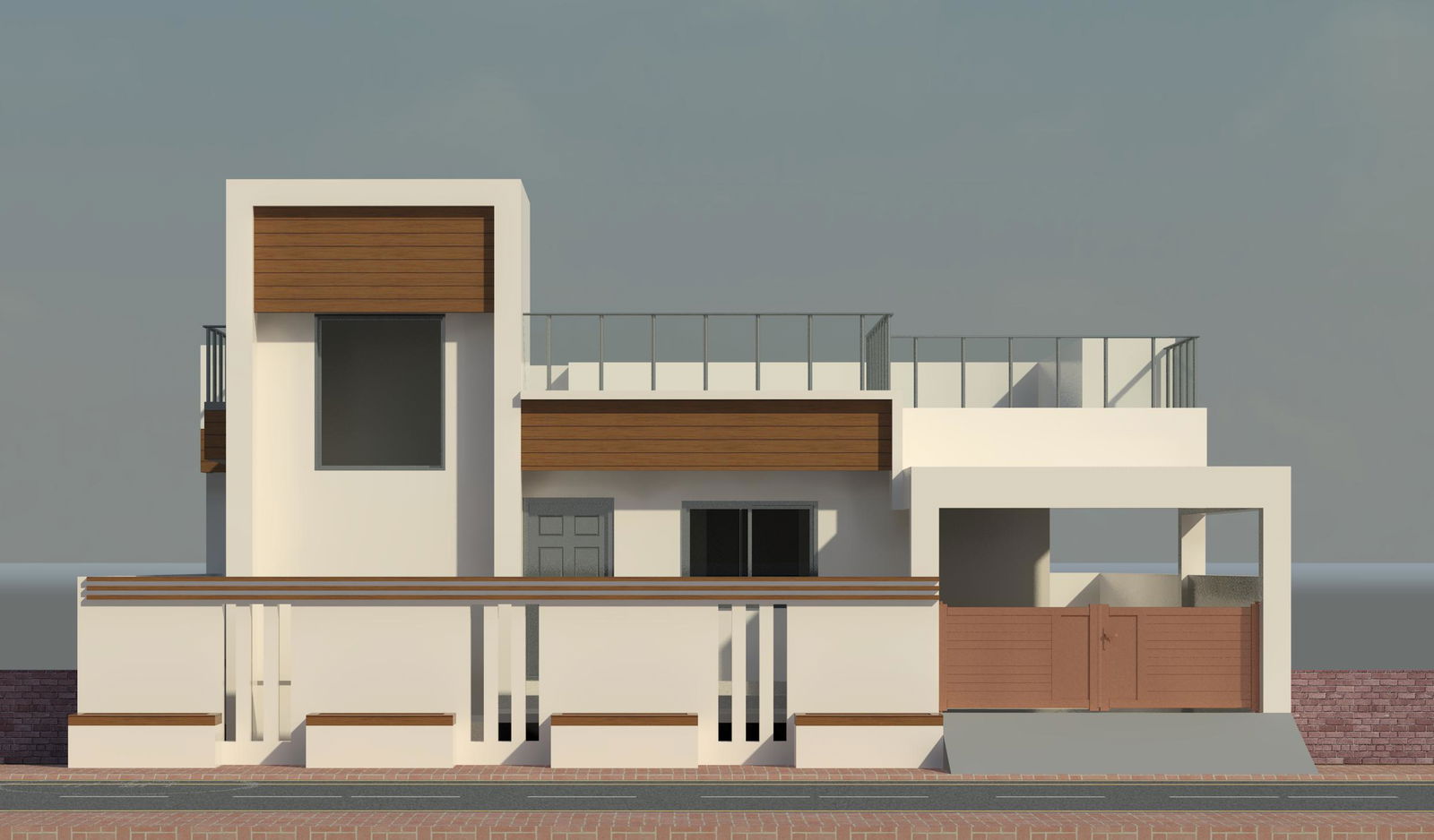 Ground floor 3d elevation design Revit drawing file is given here.Download the free Revit file on cadbull.com.