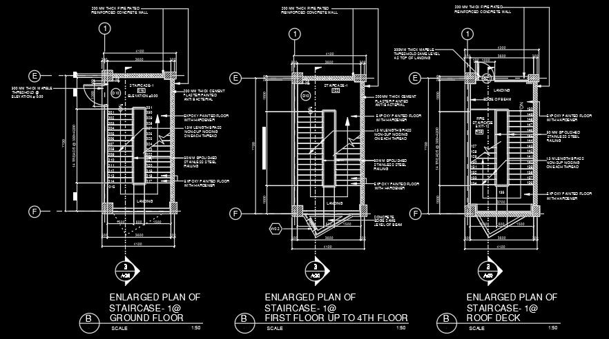 Ground floor enlarged staircase plan AutoCAD drawing file