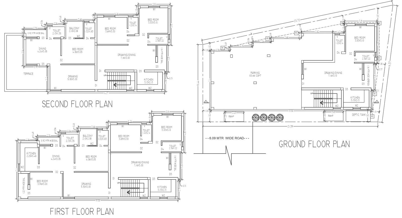 Ground-to-Second Floor Plan Home with Furniture DWG Drawing File