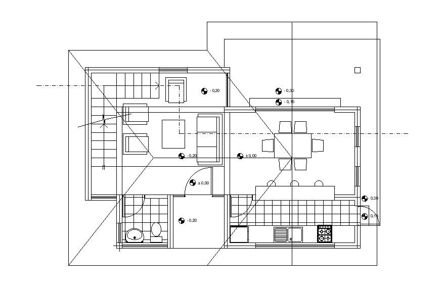 Ground floor house plan has been given in this Autocad drawing file. Download now.