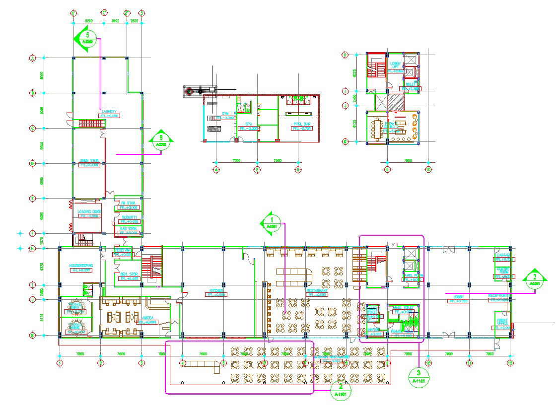 Ground Floor Resort Layout Plan in AutoCAD 2D Drawing
