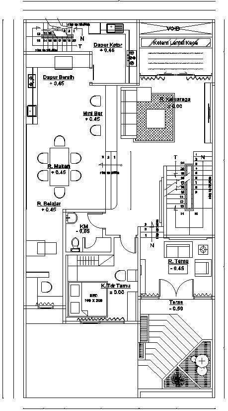 Ground floor plan layout opt 2 in AutoCAD, dwg file.