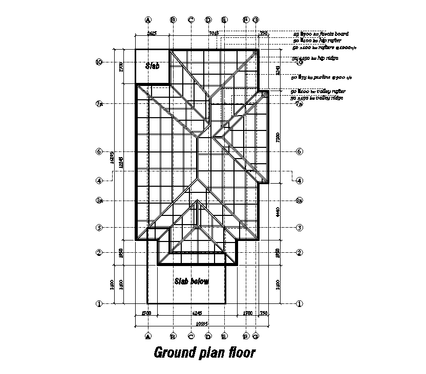 Ground floor plan of 10x17m house plan is given in this Autocad drawing file. Download now.
