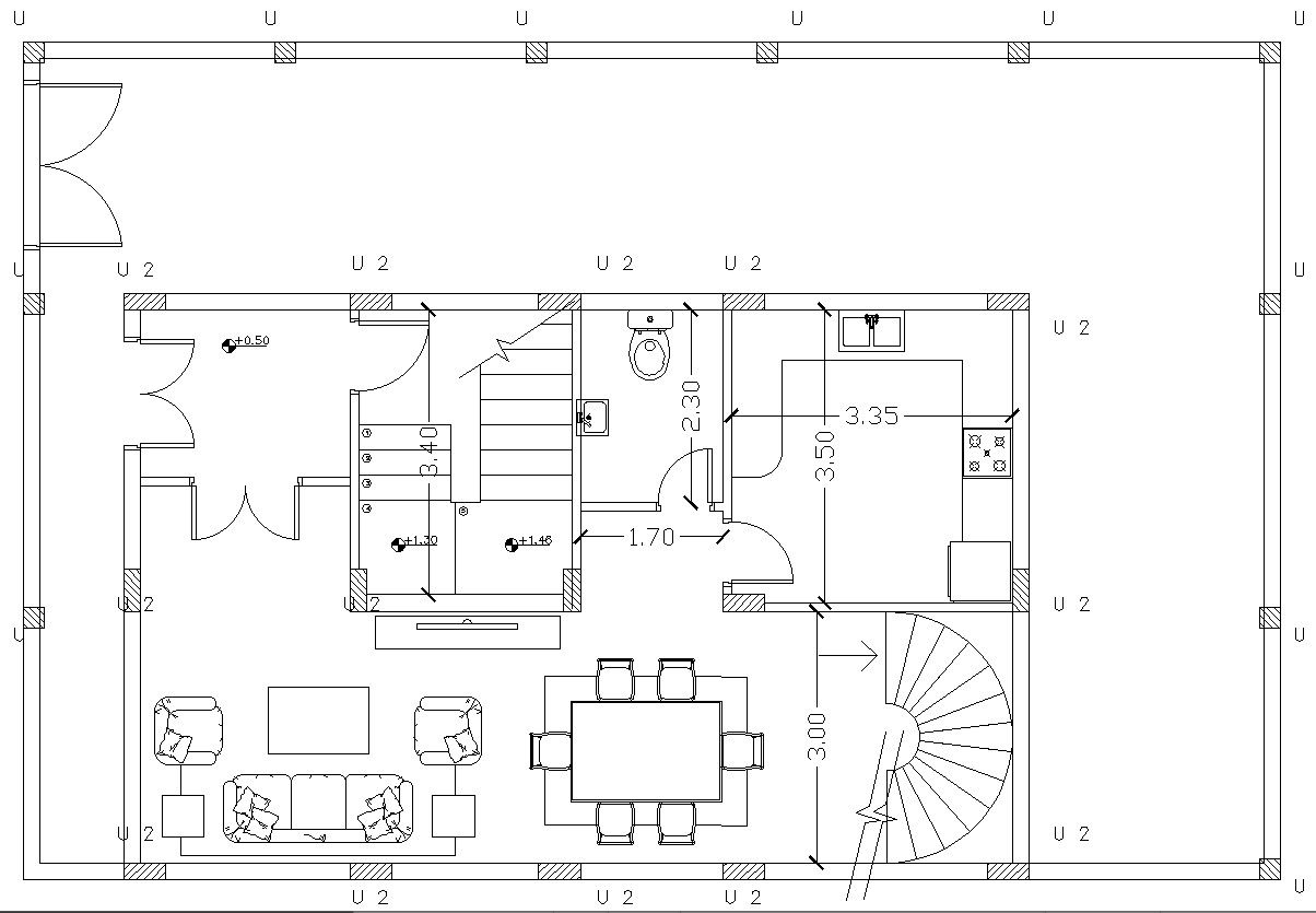 2D Ground Floor Layout Plan of House in AutoCAD Format
