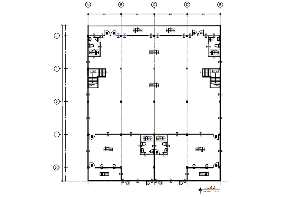 Ground floor plan of hostel in detail AutoCAD drawing, CAD file, dwg file
