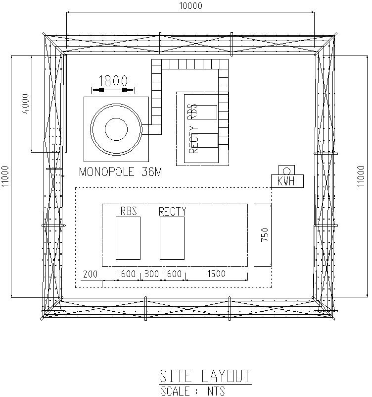 Ground floor plan of monopole design in detail AutoCAD drawing, dwg file, CAD file