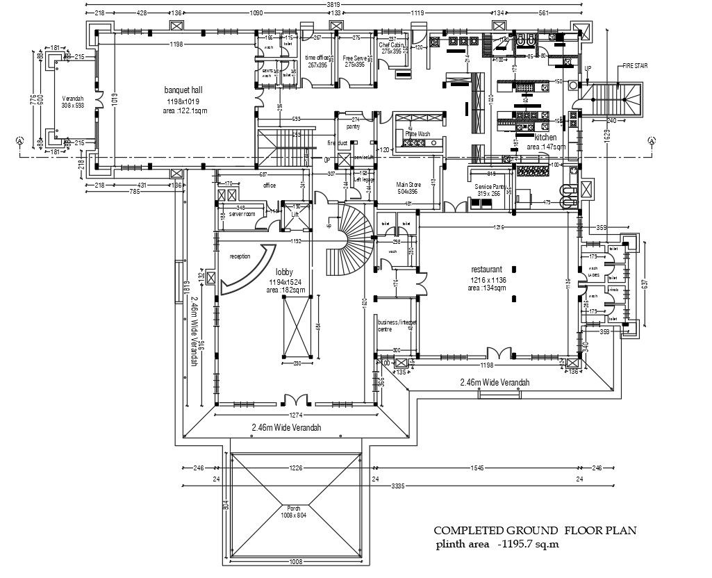 Ground floor plan of resort, DWG file, CAD file, AutoCAD drawing
