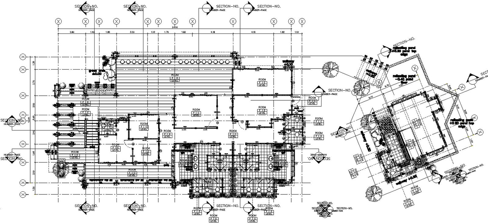 Ground floor plan of restaurant with detail AutoCAD drawing, CAD file, dwg file