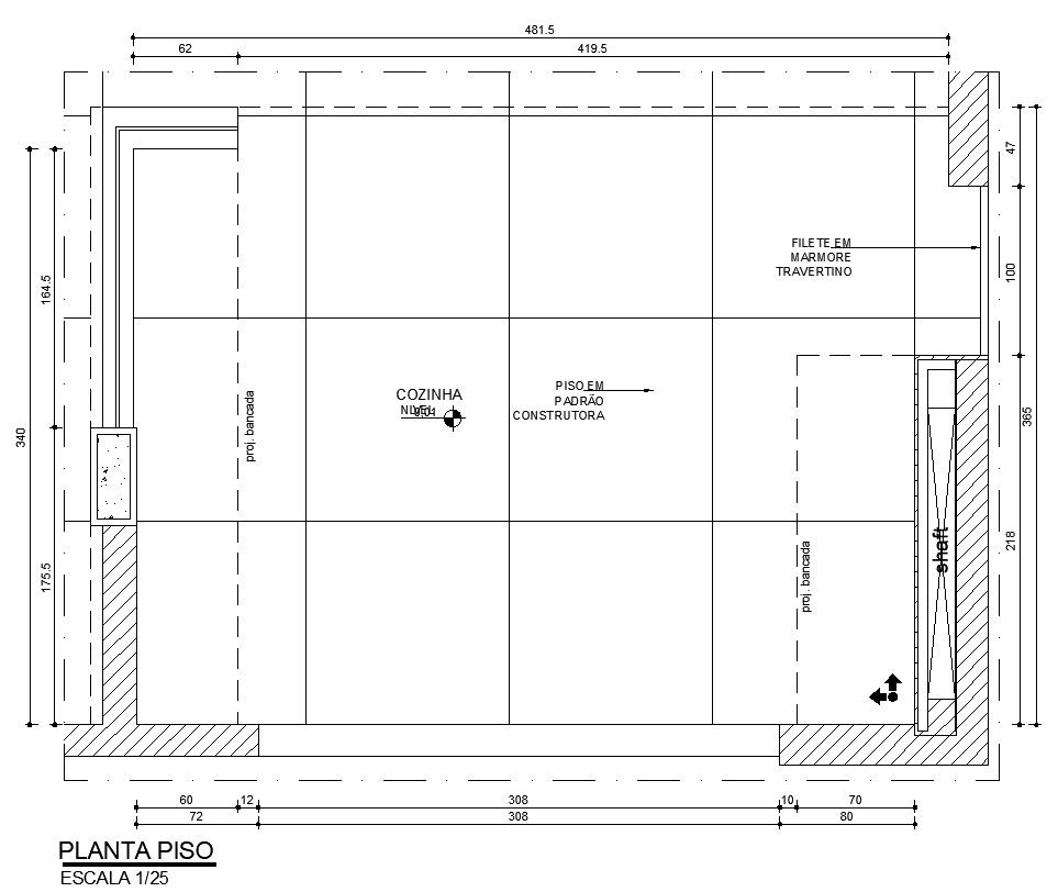 Ground Floor Apartment CAD Layout with Room Dimension