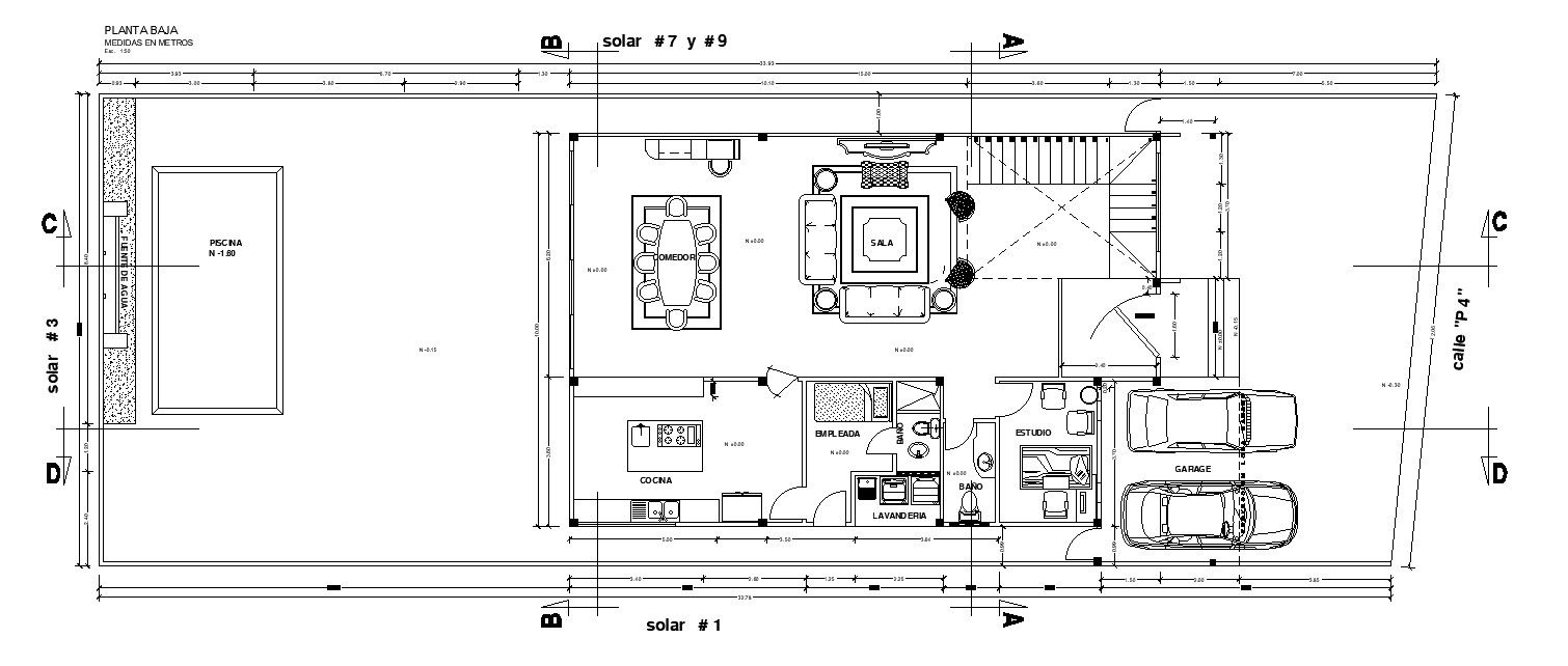 House Ground Floor Layout in AutoCAD DWG 2D Drawing