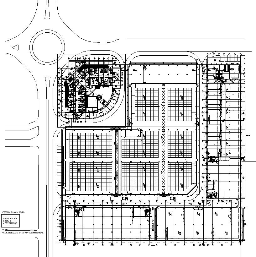 Ground floor plan of warehouse with detail AutoCAD drawing