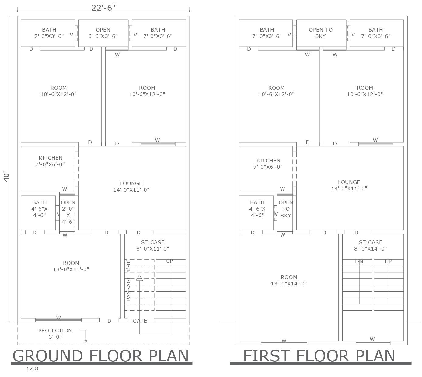 Ground floor plan with first floor plan detail dwg autocad drawing .