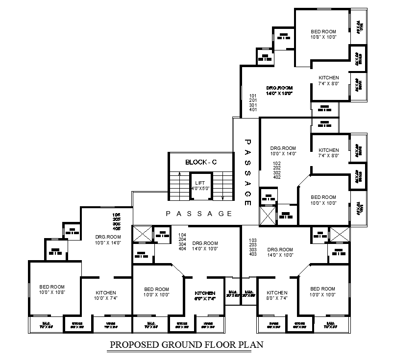 Ground floor row house plan is given in this Autocad drawing model. Download now.