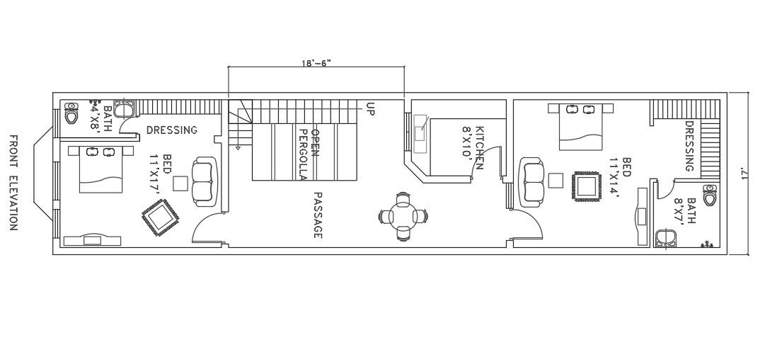 Ground floor single story tiny house plan available in this drawing file,Download Autocad DWG file.