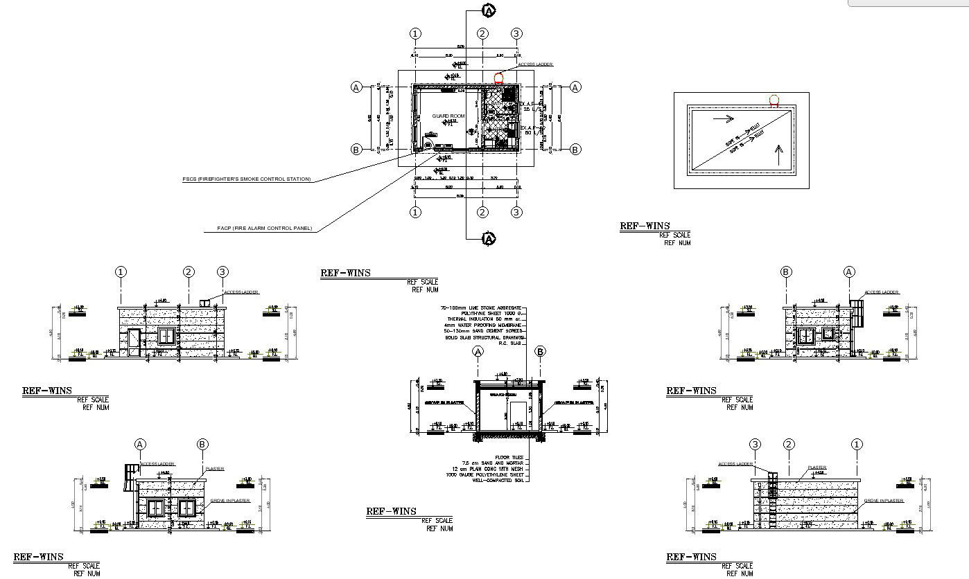 Compact Guard House Plan with Elevation in AutoCAD Format