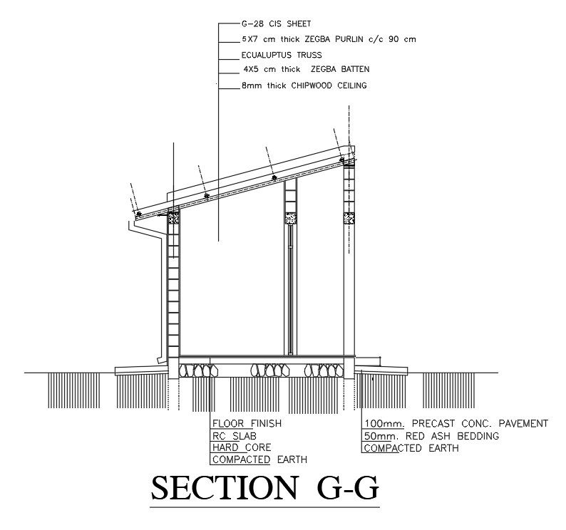 Guard Room Section CAD Drawing Download Free DWG File