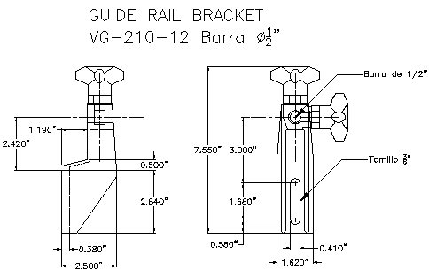 Guide rail bracket lateral conveyor design drawing