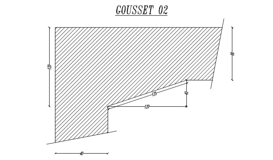 Gusset plate design in detail AutoCAD 2D drawing, CAD file, dwg file