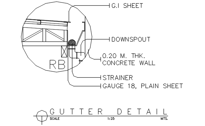 Gutter Detail Layout DWG with Structural CAD for Design Projects