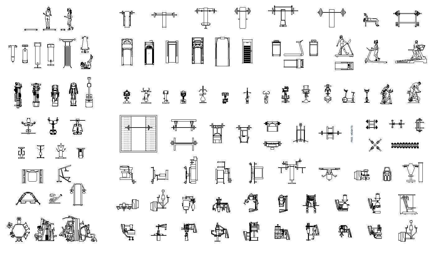 Gym equipment plan detail dwg.