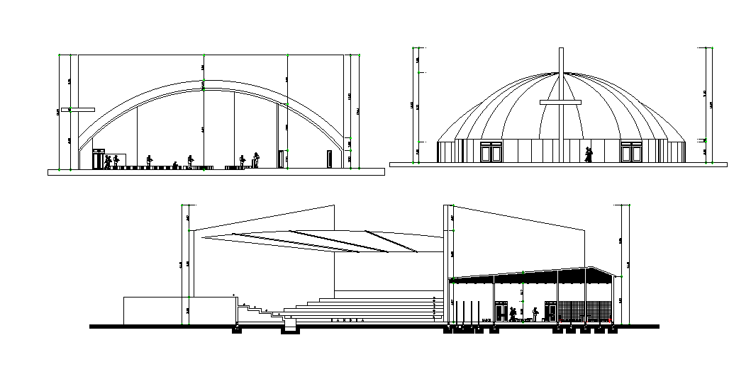 Gym capilla building section view is given in this Autocad drawing file. Download now.