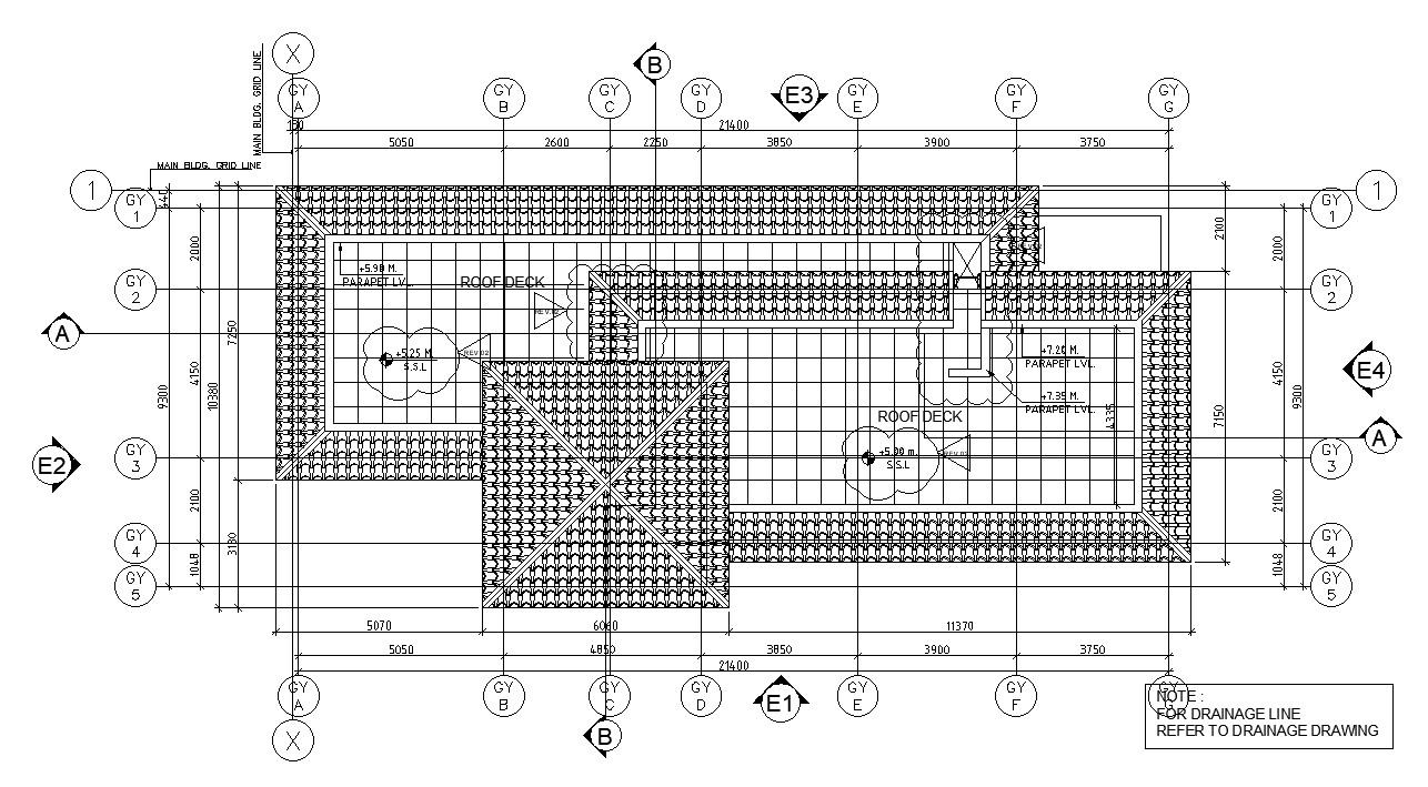Gym roof plan is given in this cad file. Download this 2d cad file now.
