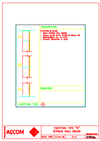 Gypsum Wall Board Partition type R detail
