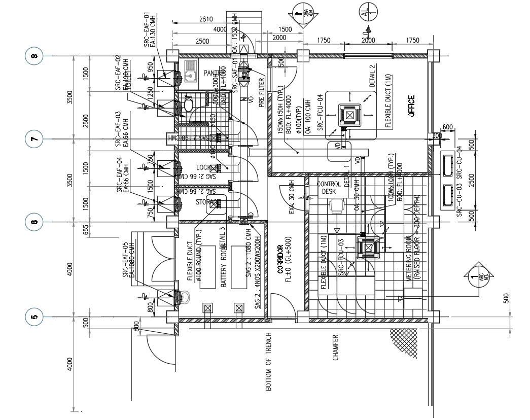 HAVC equipment and ducting section details in AutoCAD, dwg file.