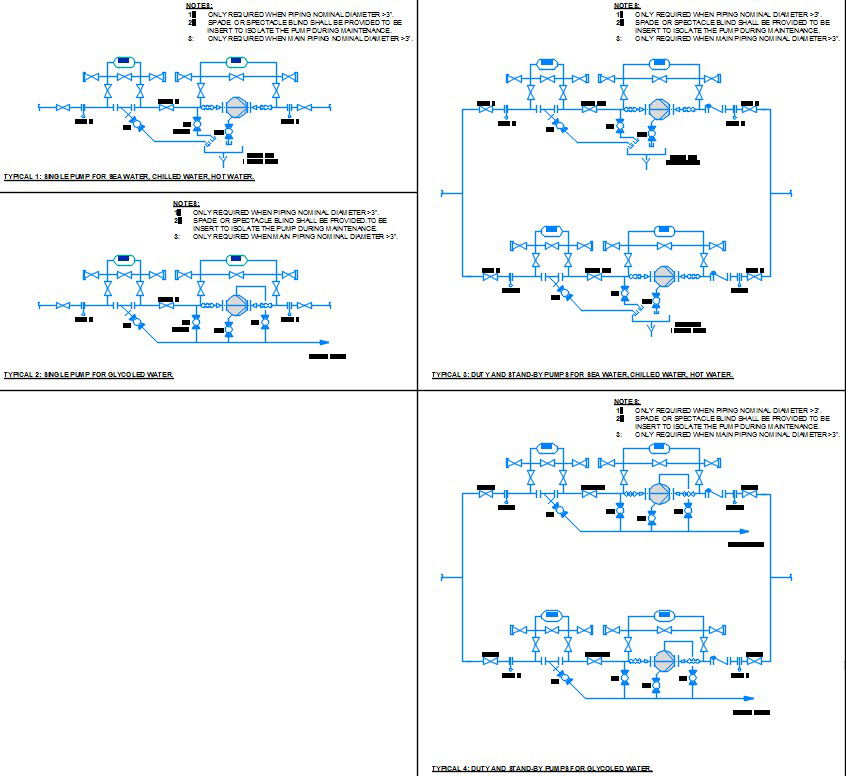 HVAC pumping system AutoCAD 2D drawing