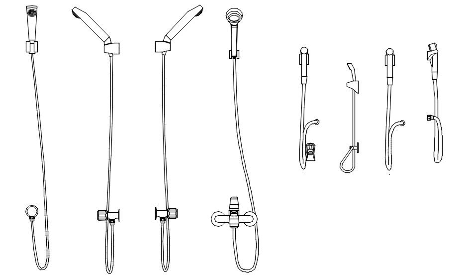Hand Shower DWG CAD Block for Bathroom Designers and Planners