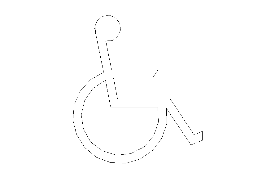 Handicap person symbol and logo CAD block dwg file