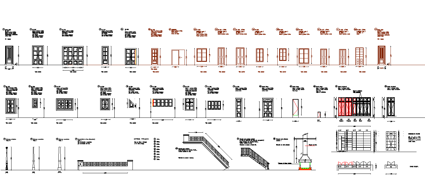 Handrail and door framing elevation plan layout file