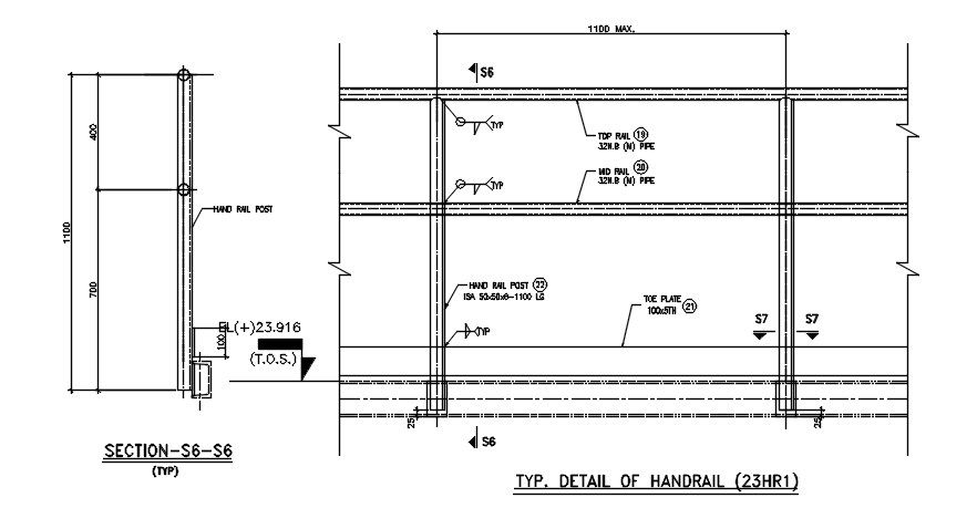 Handrail detail Drawing. Download autocad dwg file | CADBULL