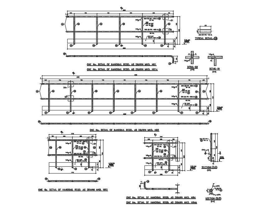 Handrail detail drawing . Download cad dwg file | CADBULL