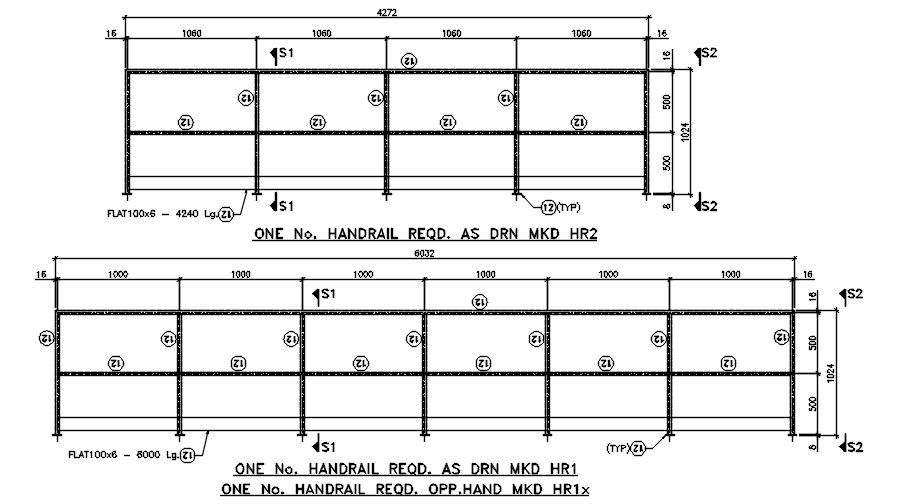 Handrail required typical section drawing detail AutoCAD file|CADBULL