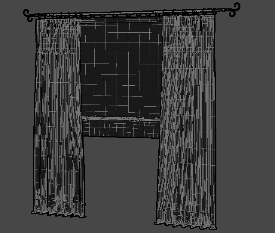 Hanging Curtain Design With Rod Rendered In 3D MAX File